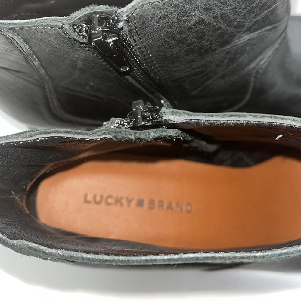 Lucky Brand Yasamin Leather Clog Studded Ankle Boot Sz 10M Black